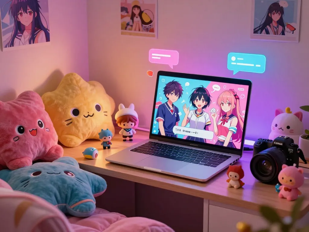 Engaging hentai AI chat environment featuring colorful decor and animated conversations.